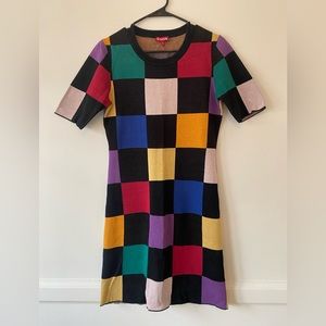 Checkerboard Staud knit mini dress